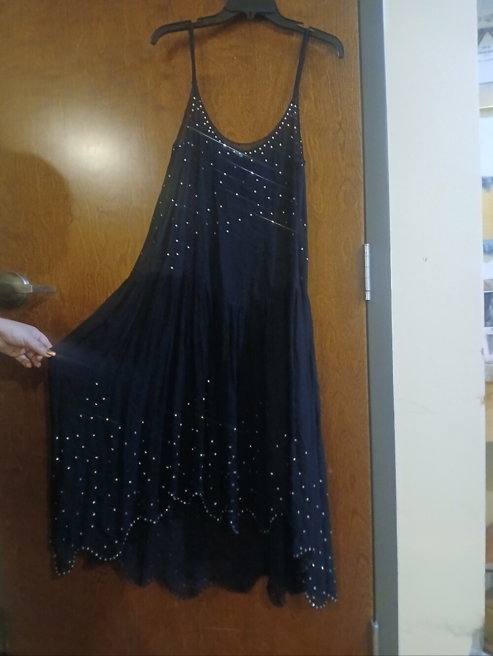 NWOT/ black sheer embellished midi dress